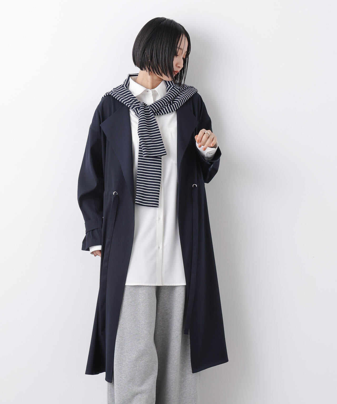 撥水&花粉ガード ドロストノーカラーコート 6736111304