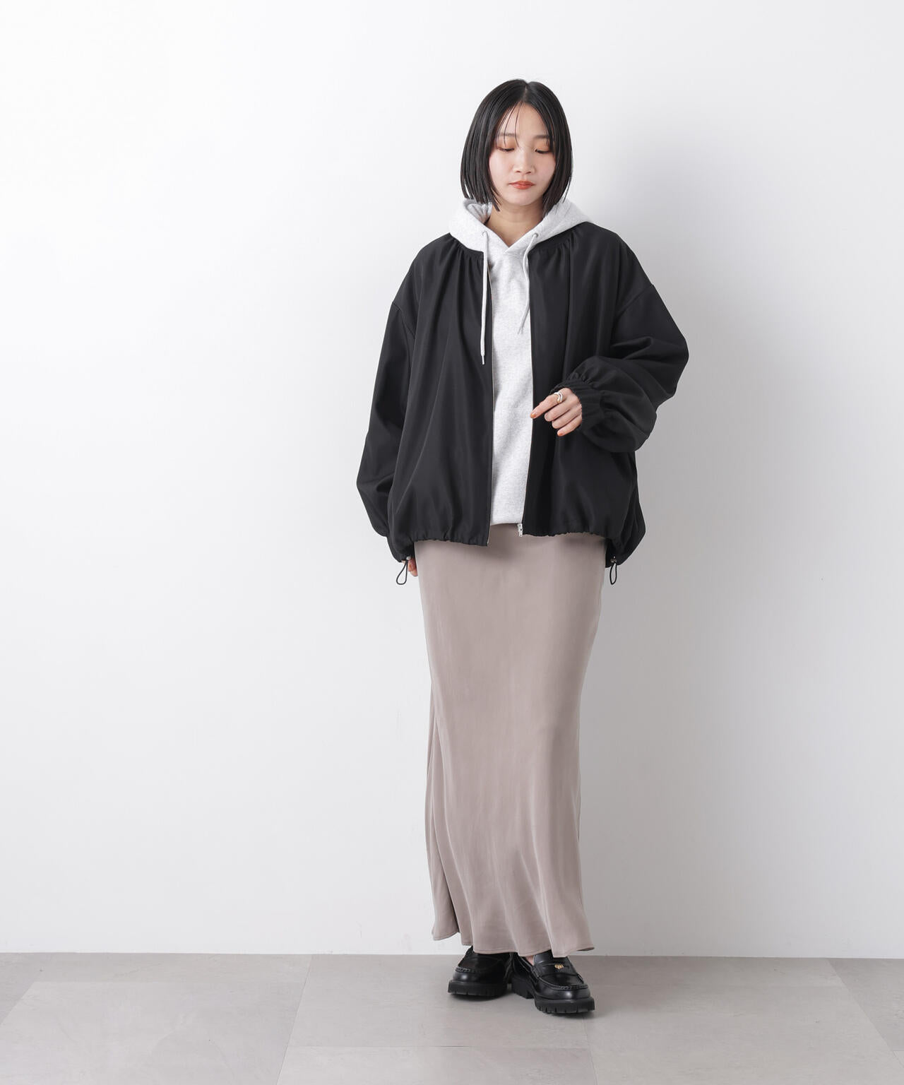 撥水加工 ドロストヘムリブブルゾン 6736112302