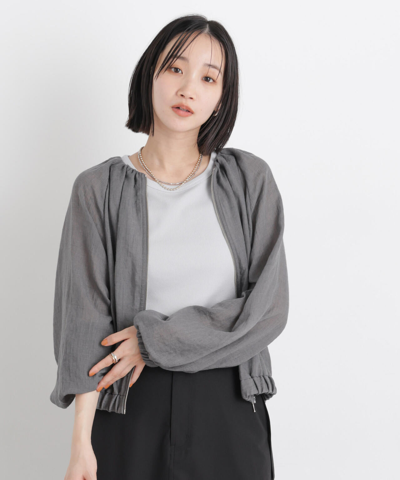 TCボイルジップアップギャザーブルゾン(セットアップ可)