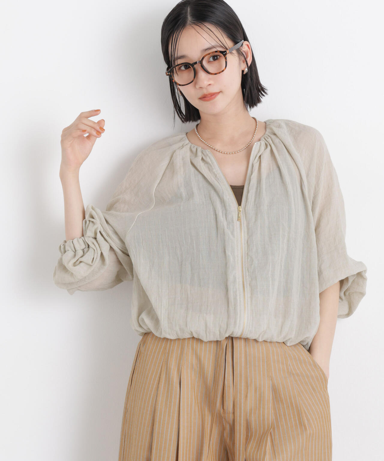 TCボイルジップアップギャザーブルゾン(セットアップ可)