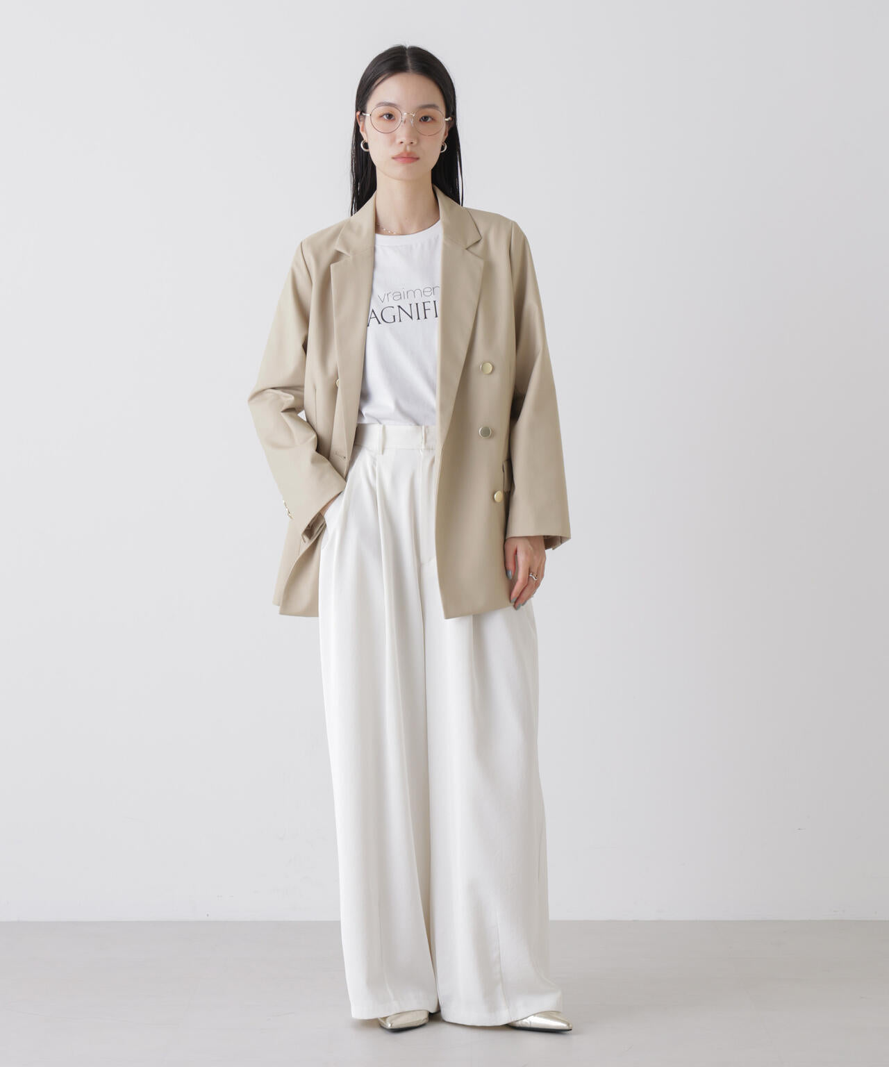 uncrave ベージュ ダブルブレストジャケット ダブルブレスト ジャケット