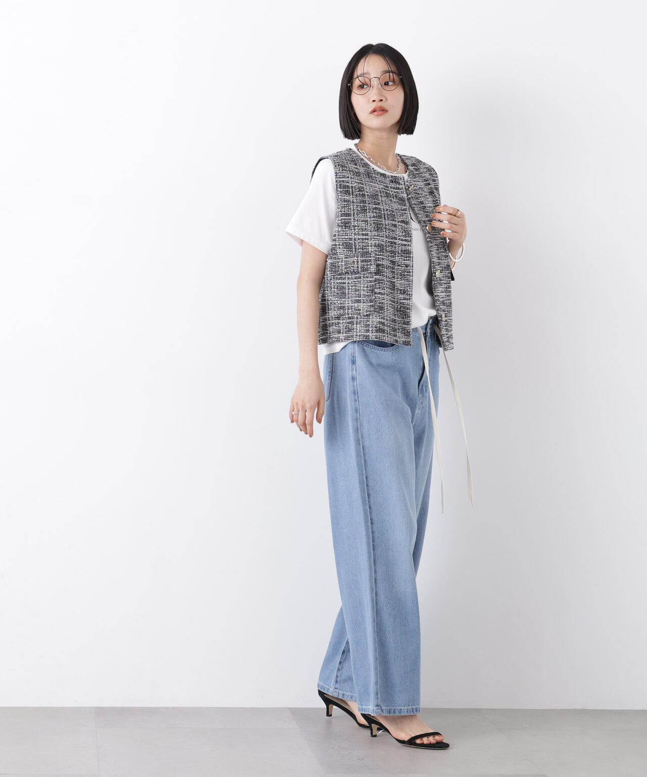 カットツイード金ボタンジレ(セットアップ可) 6736116306