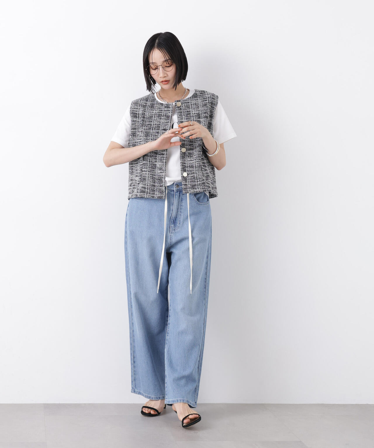 カットツイード金ボタンジレ(セットアップ可) 6736116306