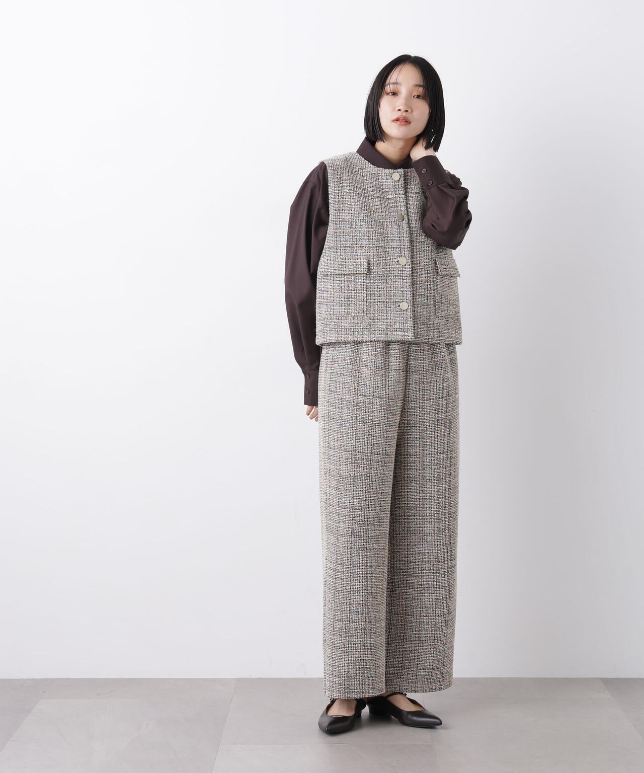 カットツイード金ボタンジレ(セットアップ可) 6736116306