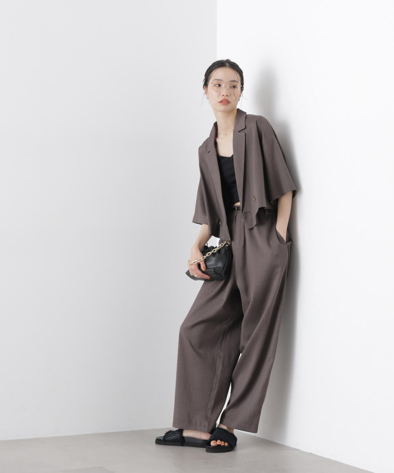 ショート丈ワイドジャケット(セットアップ可) 6736116307