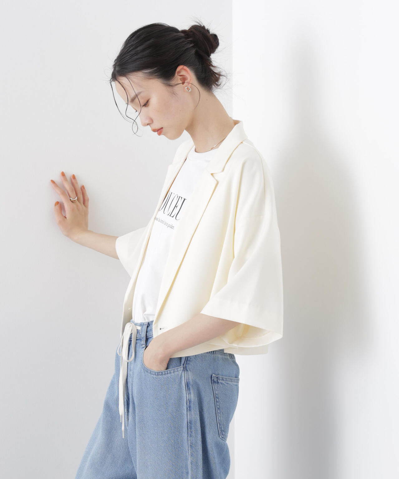ショート丈 ワイド ジャケット ( セットアップ 可)