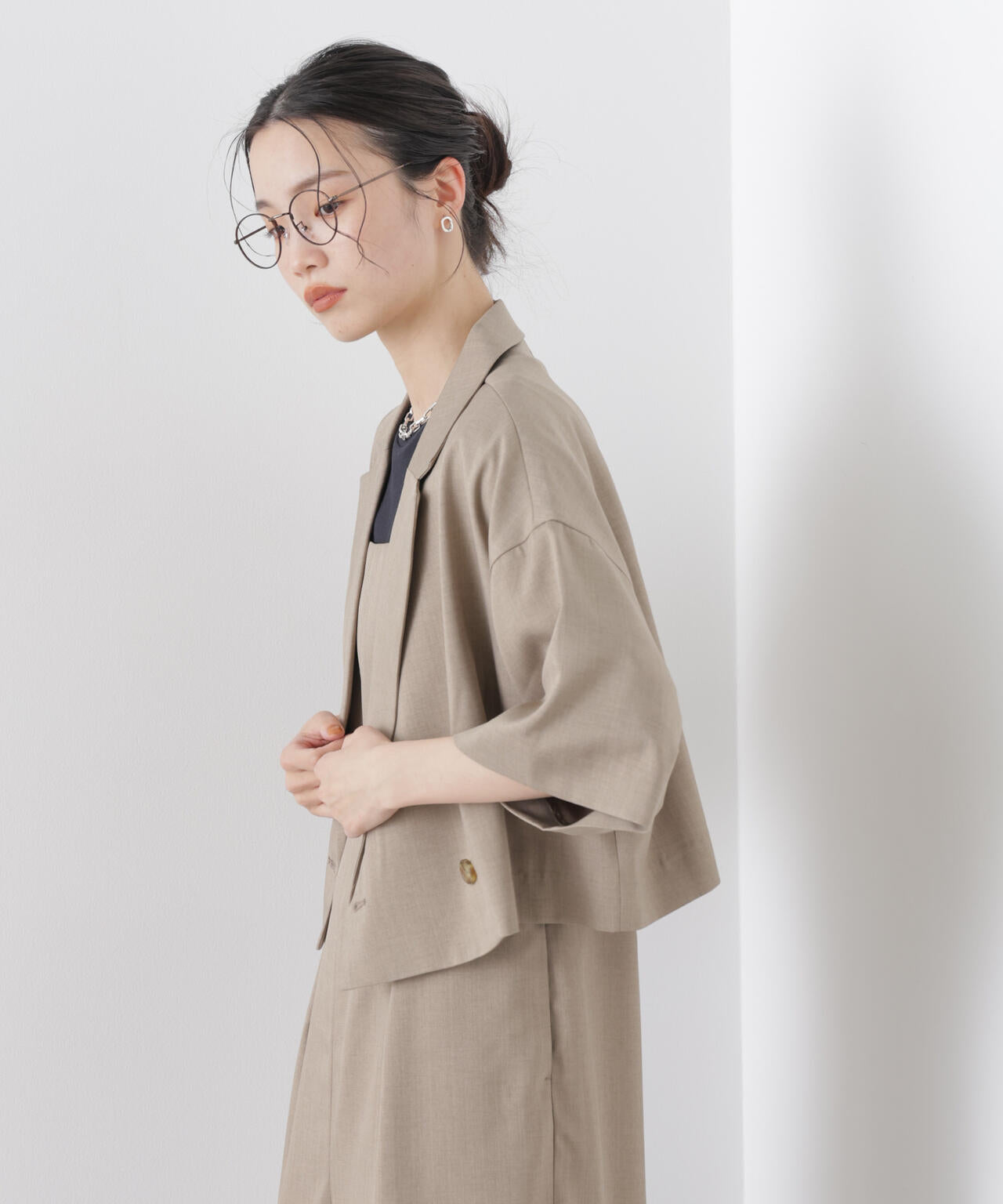 ショート丈ワイドジャケット(セットアップ可) 6736116307