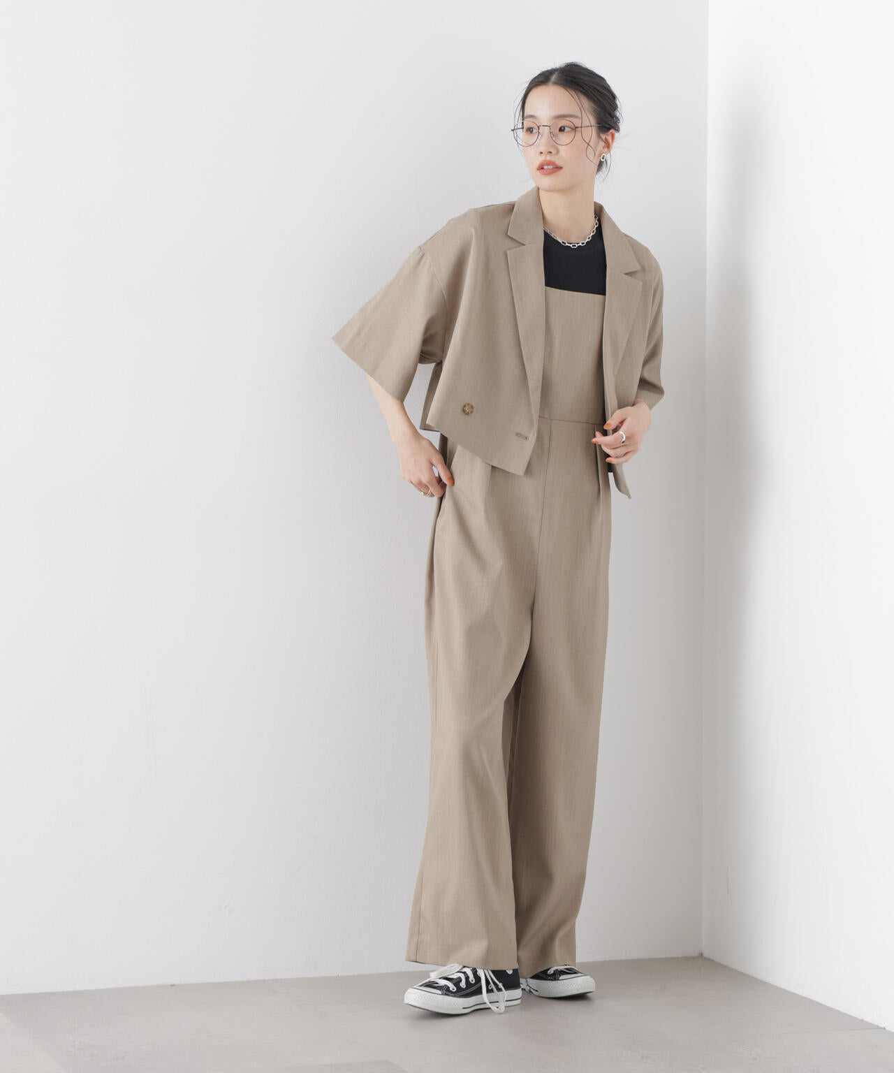 ショート丈ワイドジャケット(セットアップ可) 6736116307