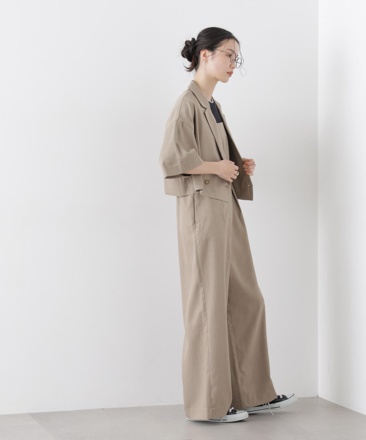 ショート丈ワイドジャケット(セットアップ可) 6736116307