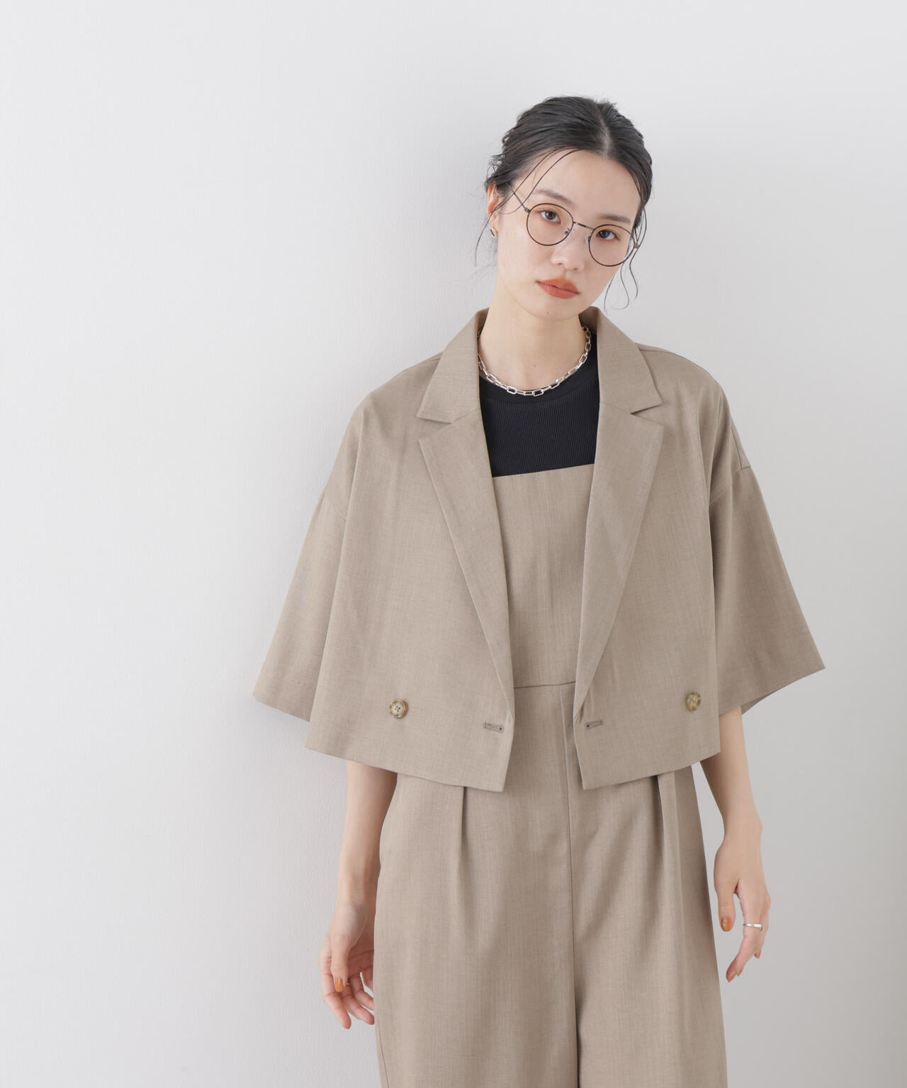 ショート丈ワイドジャケット(セットアップ可) 6736116307