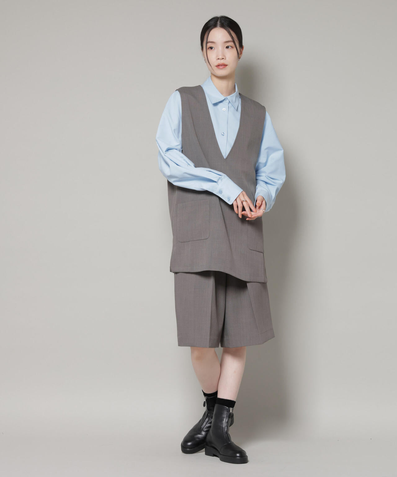 Vネックベスト×ハーフパンツ セットアップ 6736119301