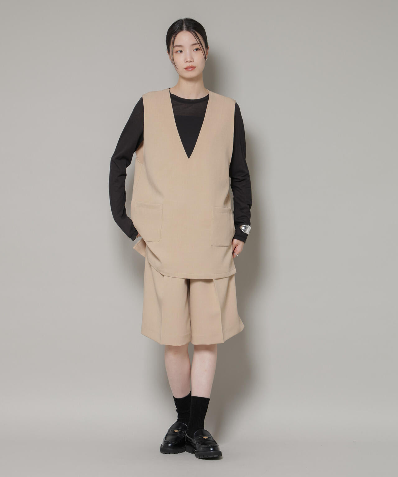 Vネックベスト×ハーフパンツ セットアップ 6736119301