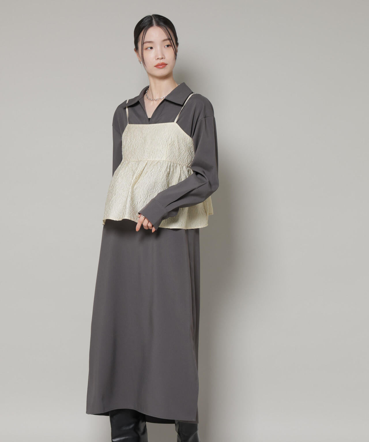 キャミビスチェ×スキッパーワンピース アンサンブルセット 6736119302