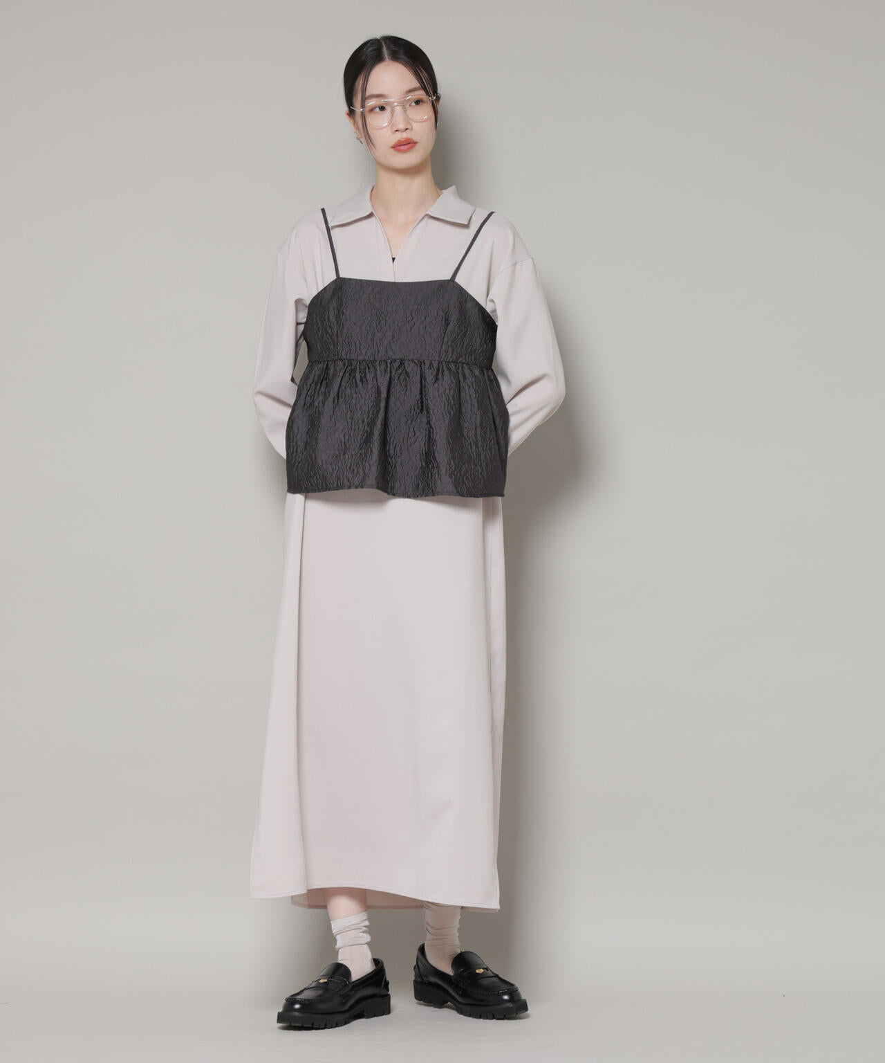 キャミビスチェ×スキッパーワンピース アンサンブルセット 6736119302