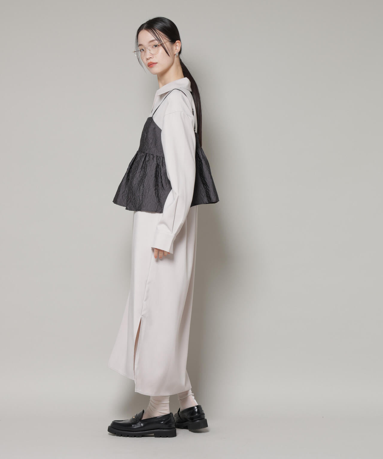 キャミビスチェ×スキッパーワンピース アンサンブルセット 6736119302