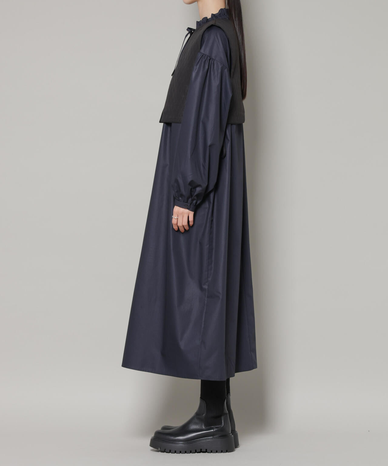 キルティングベスト×ギャザーワンピース アンサンブルセット 6736119303