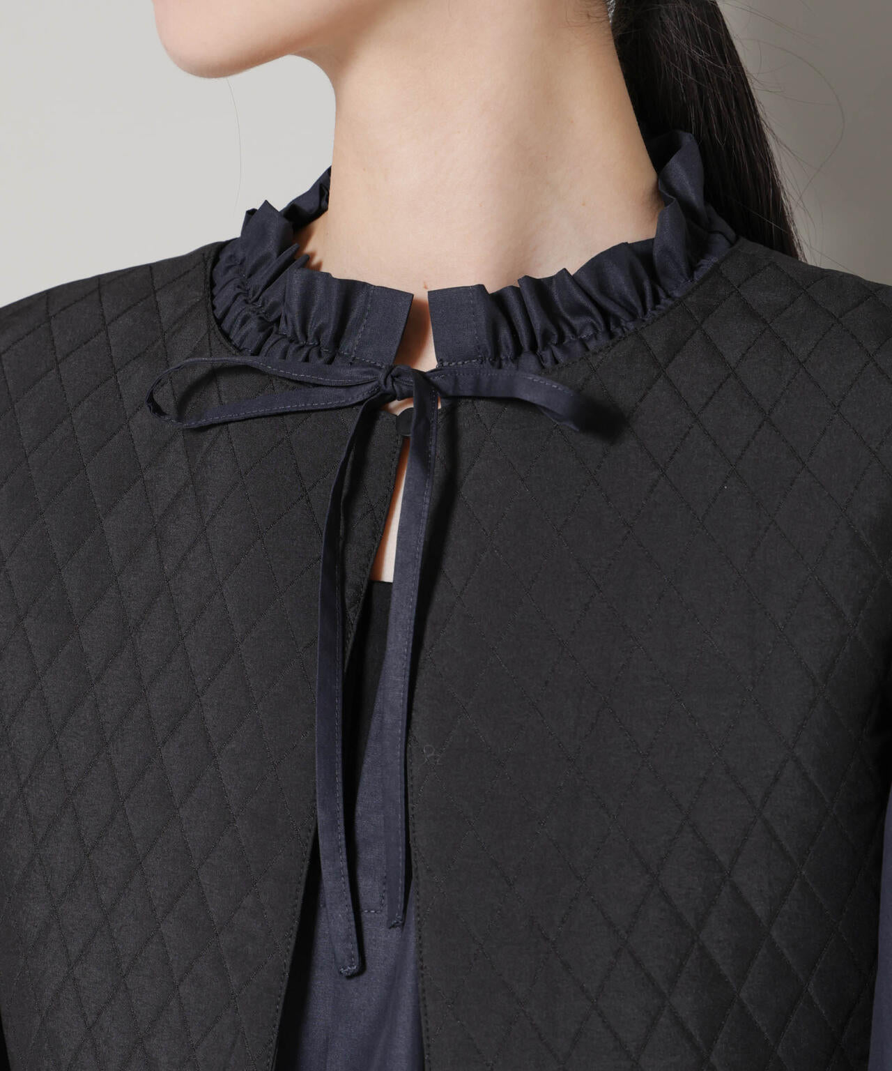キルティングベスト×ギャザーワンピース アンサンブルセット 6736119303