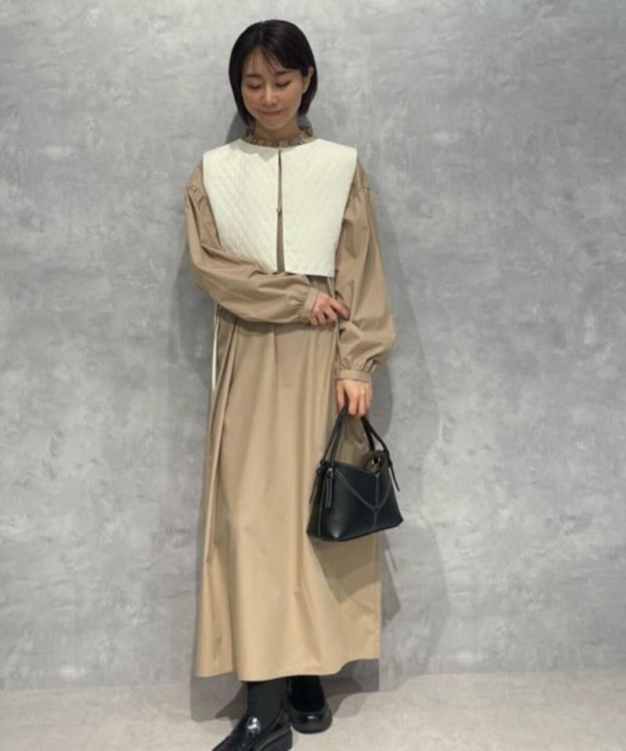 キルティングベスト×ギャザーワンピース アンサンブルセット 6736119303