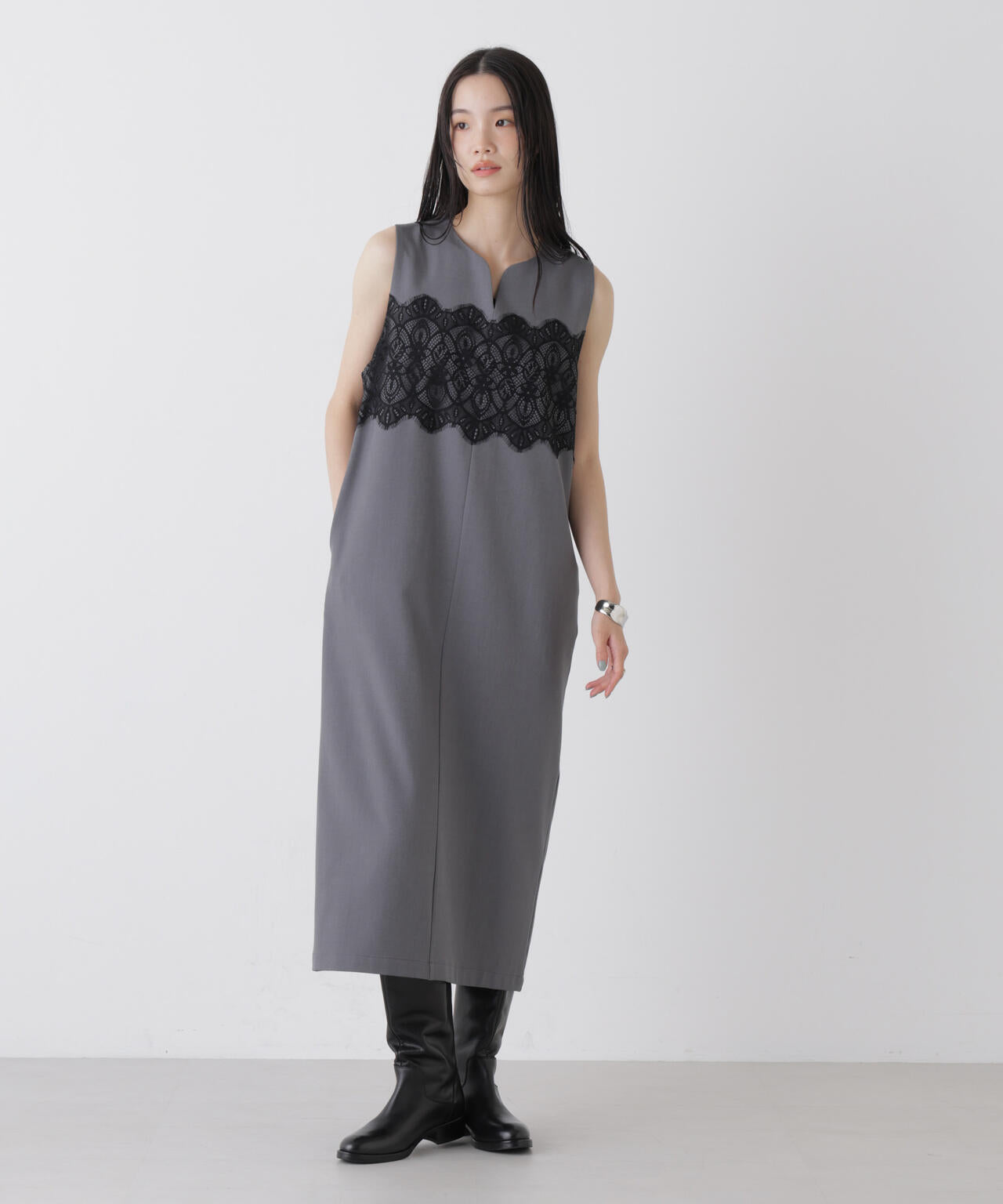 ナノユニバース（NANO universe）/レース切り替えノースリーブワンピース レース 切り替え ノースリーブワンピース