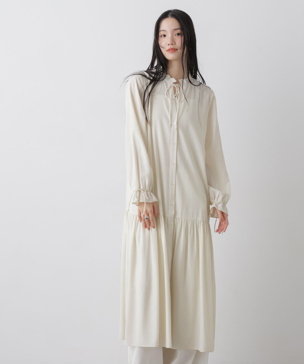 切り替えギャザー ワンピース
