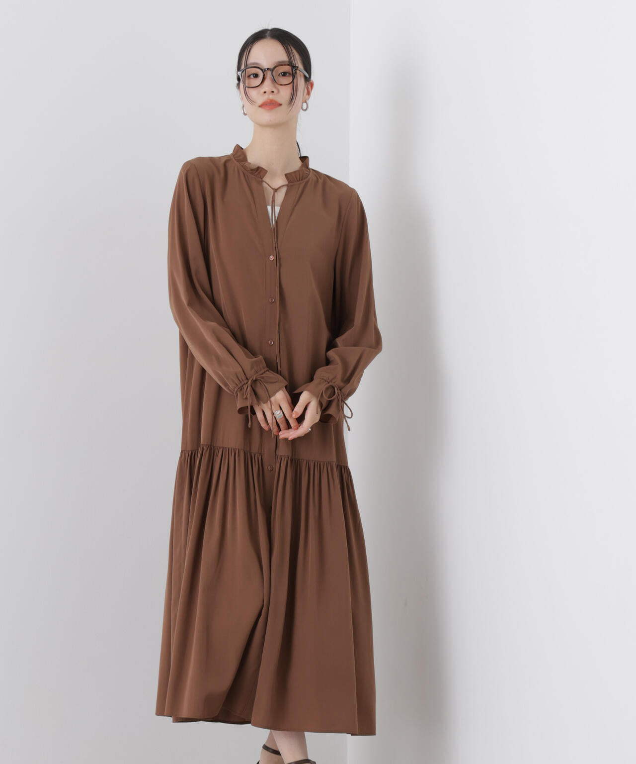 切り替えギャザーワンピース 6736119311