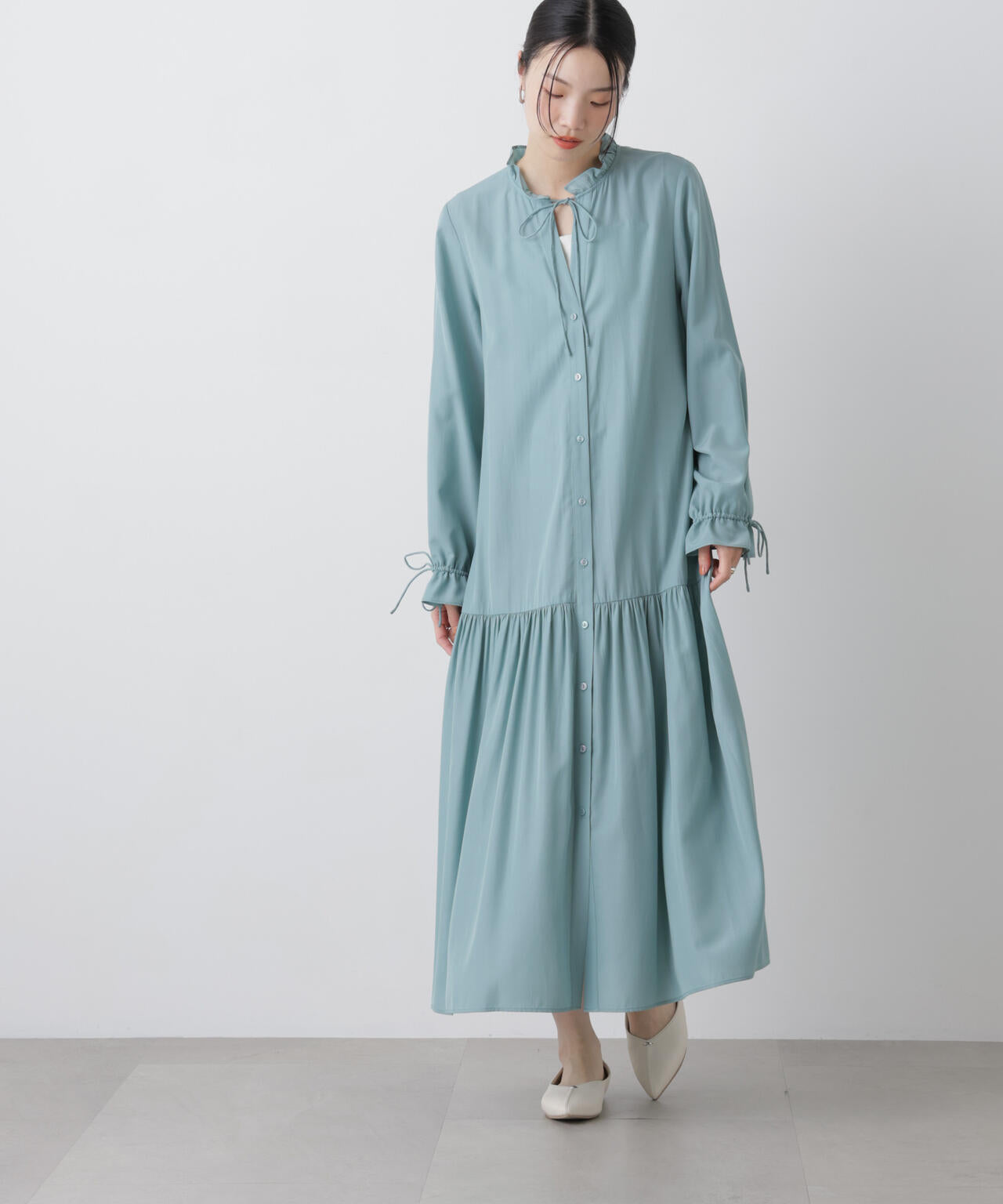 切り替えギャザーワンピース 6736119311