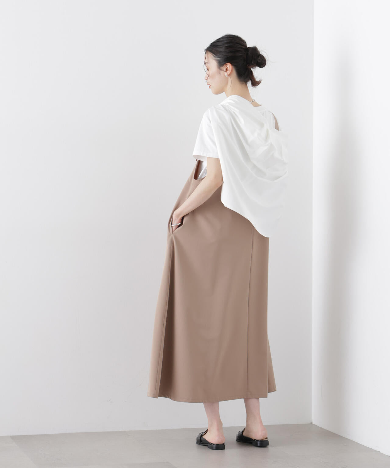 多機能2wayストレッチ サロペットフレアワンピース(セットアップ可) 6736119312