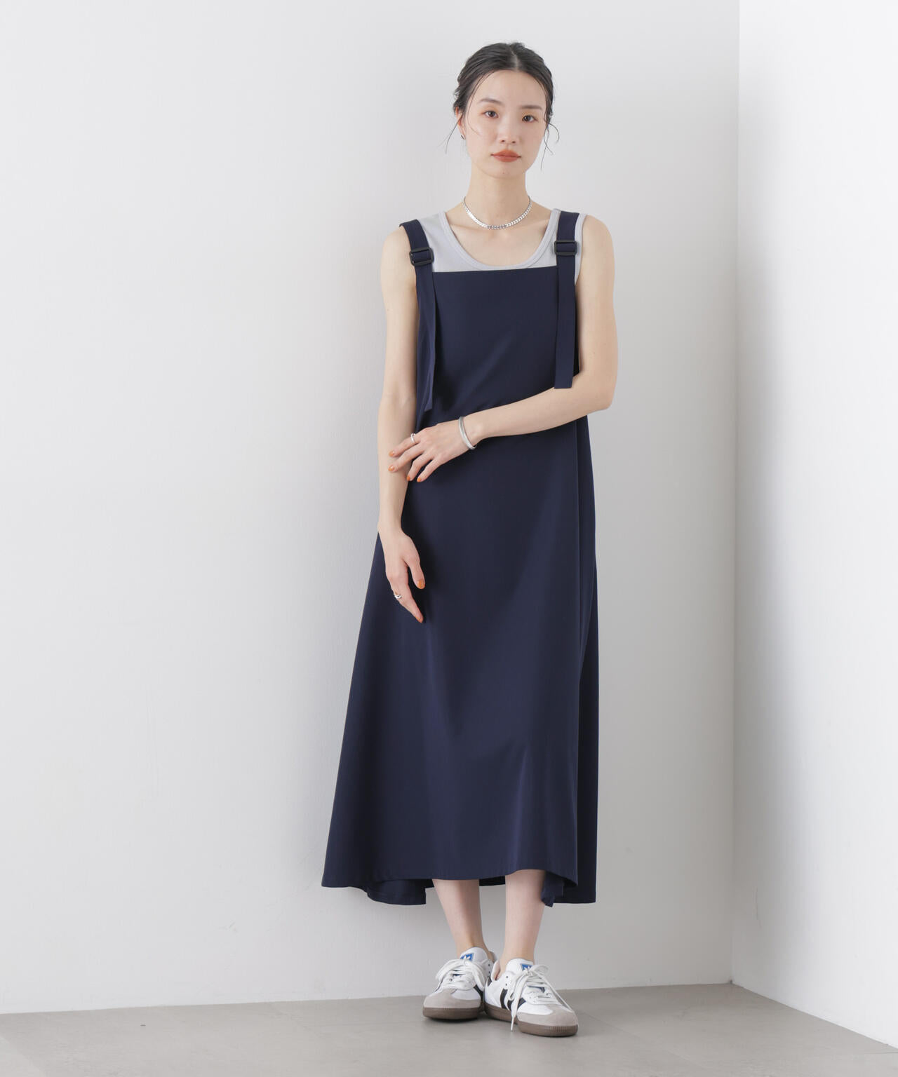 多機能2wayストレッチ サロペットフレアワンピース(セットアップ可) 6736119312