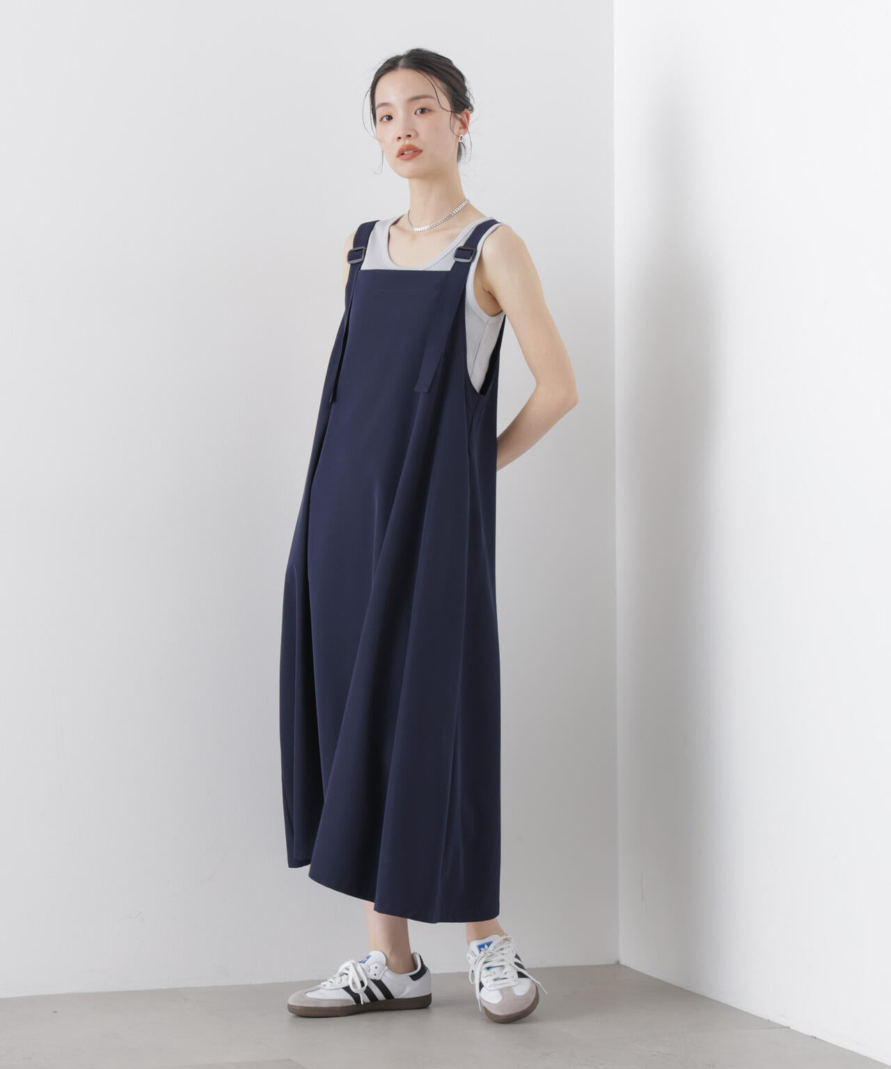 多機能2wayストレッチ サロペットフレアワンピース(セットアップ可) 6736119312