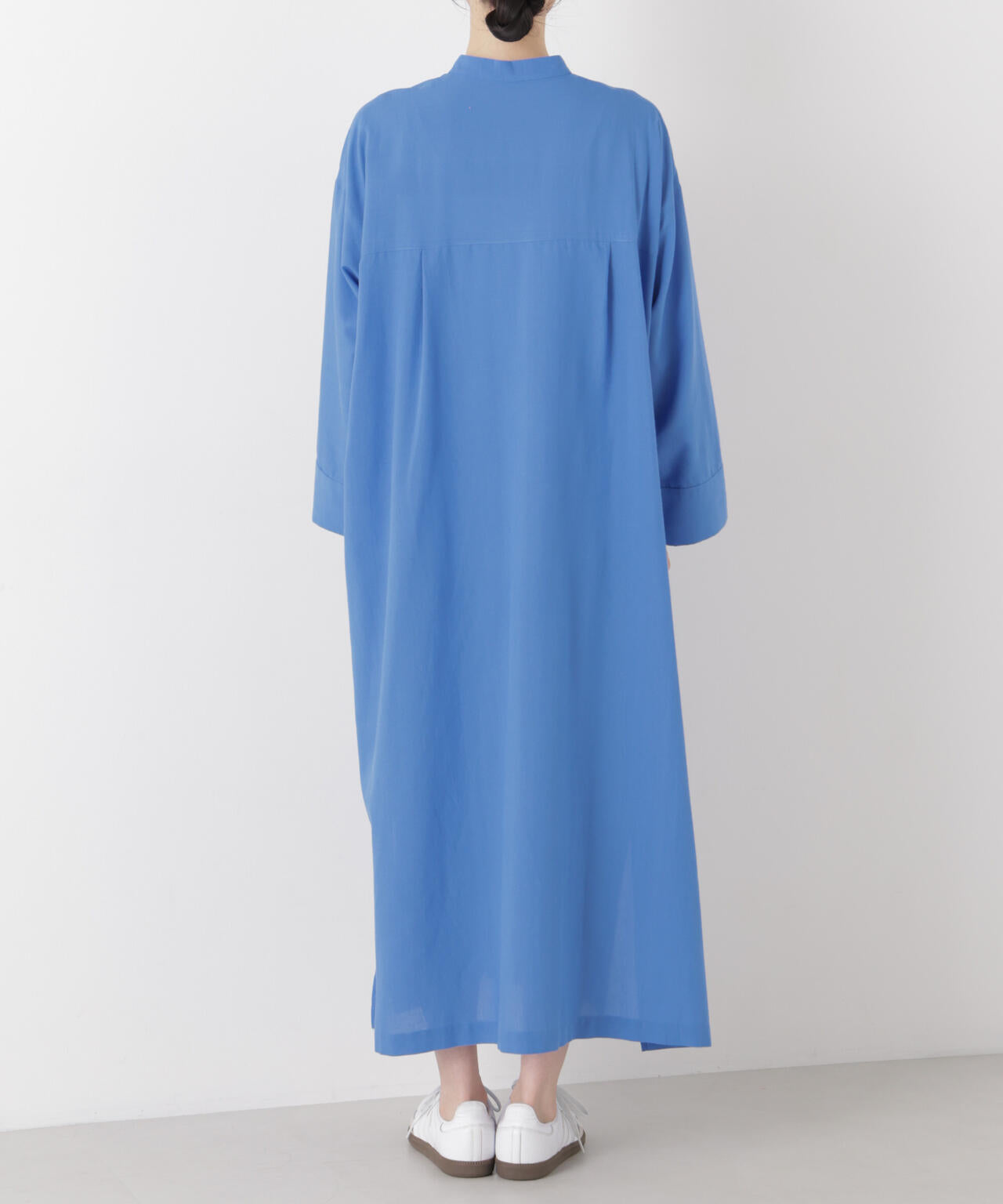 マシンウォッシャブルリネン混 スタンドカラーワンピース 6736119313