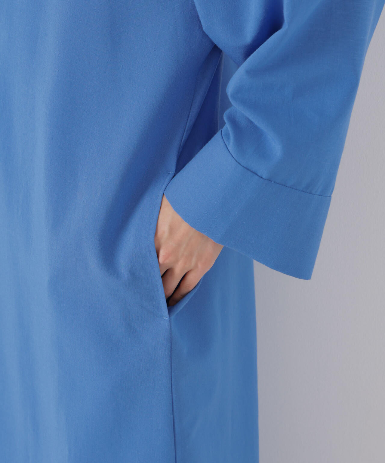 マシンウォッシャブルリネン混 スタンドカラーワンピース 6736119313