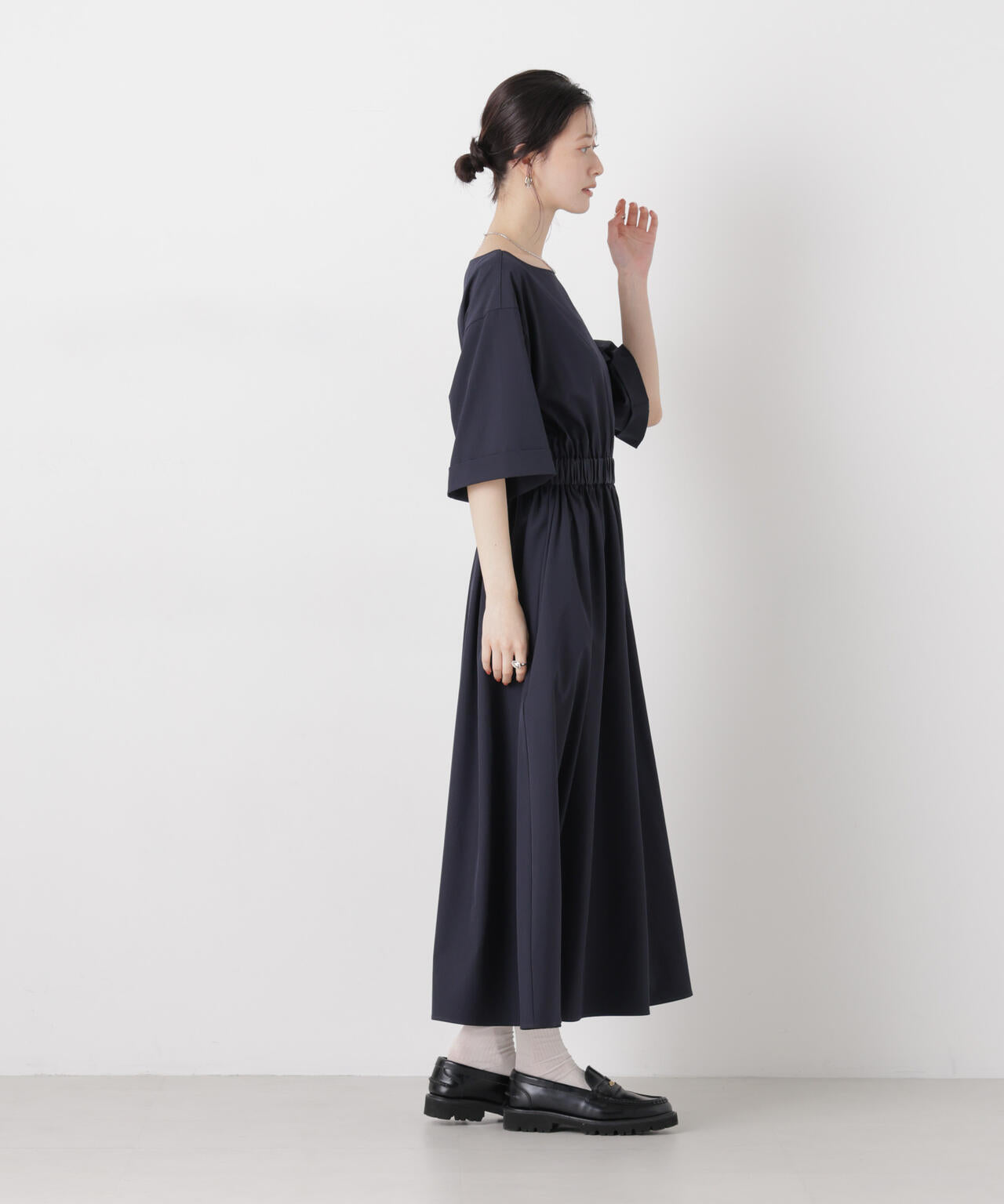 ハンドメイド　ウエストギャザーワンピース　90cm 2着 ウエストギャザー ボートネック ワンピース