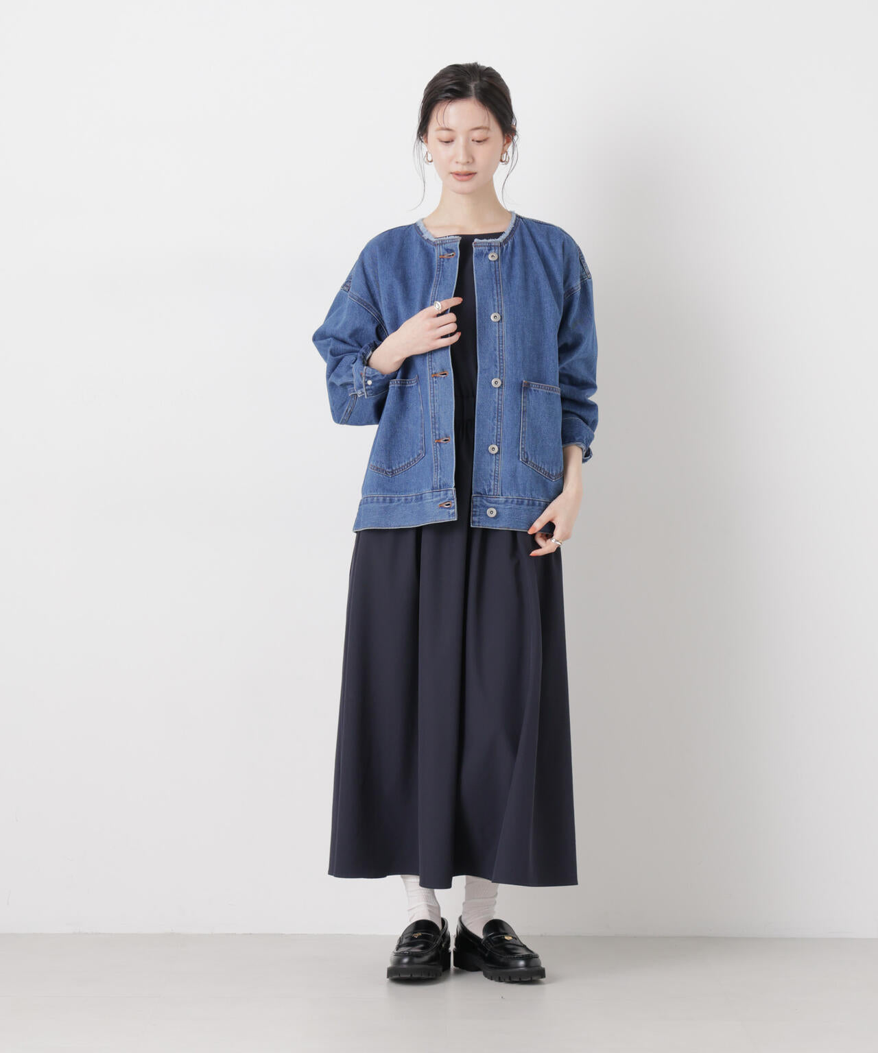 ウエストギャザーボートネックワンピース 6736119317