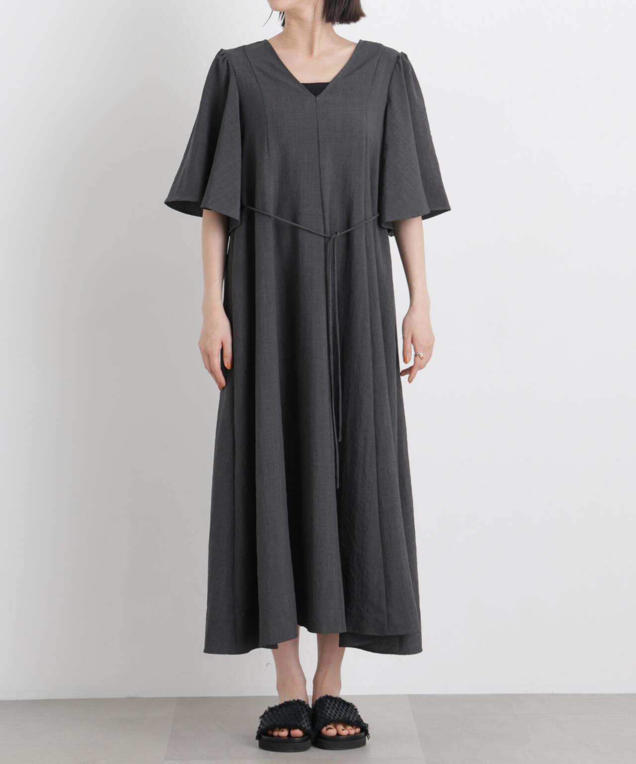CFCL ネイビー フレアスリーブ ワンピース WOMEN