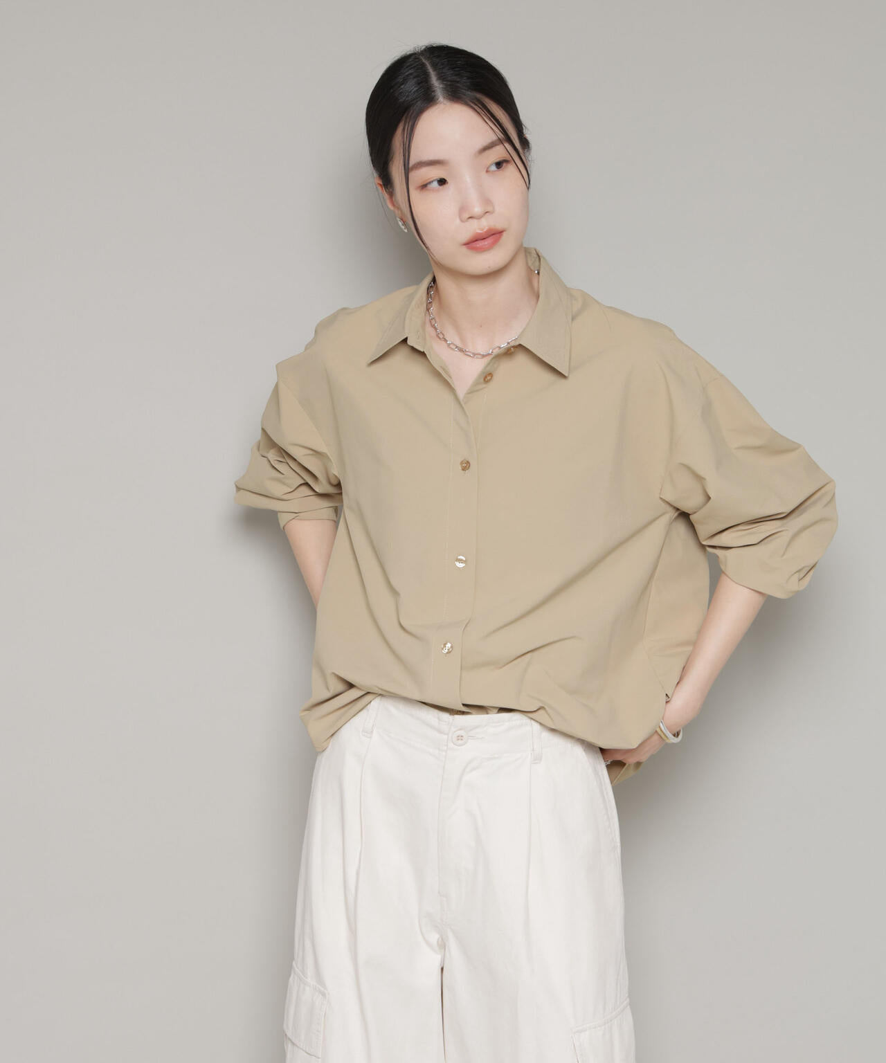 コットンライクタイプライターベーシックシャツ 6736120300