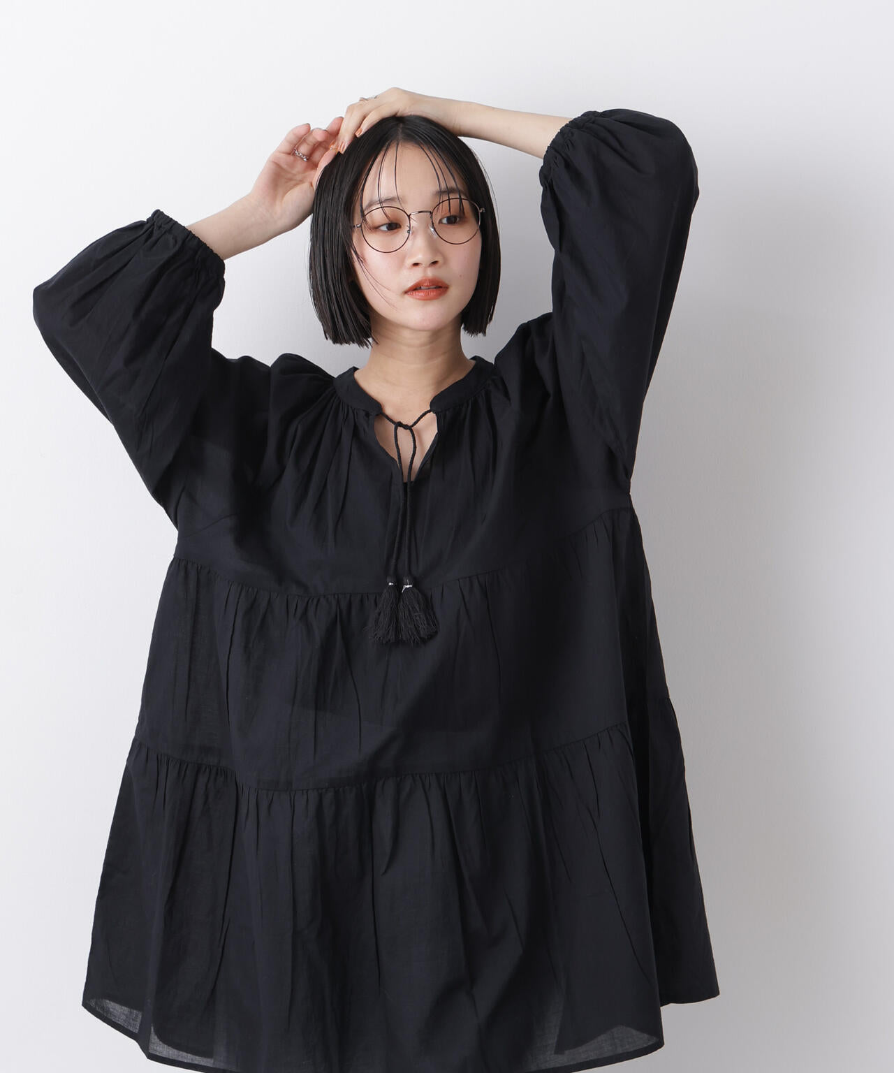 made in INDIA ティアードチュニックブラウス