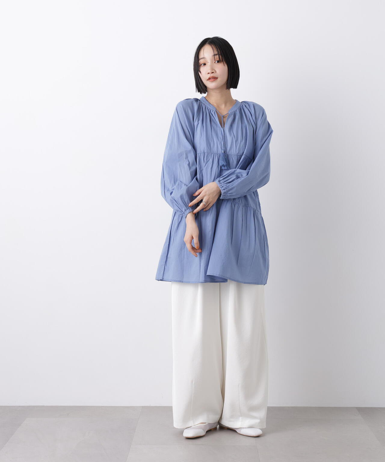 made in INDIA ティアード チュニック ブラウス