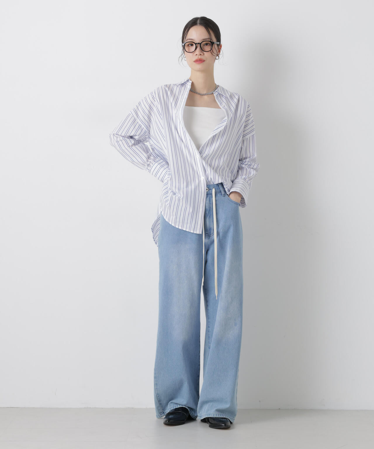 ブロードワイドシルエットストライプシャツ 6736120307