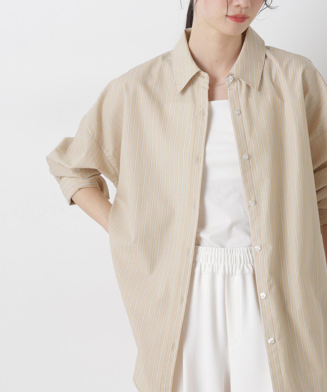 ブロードワイドシルエットストライプシャツ 6736120307