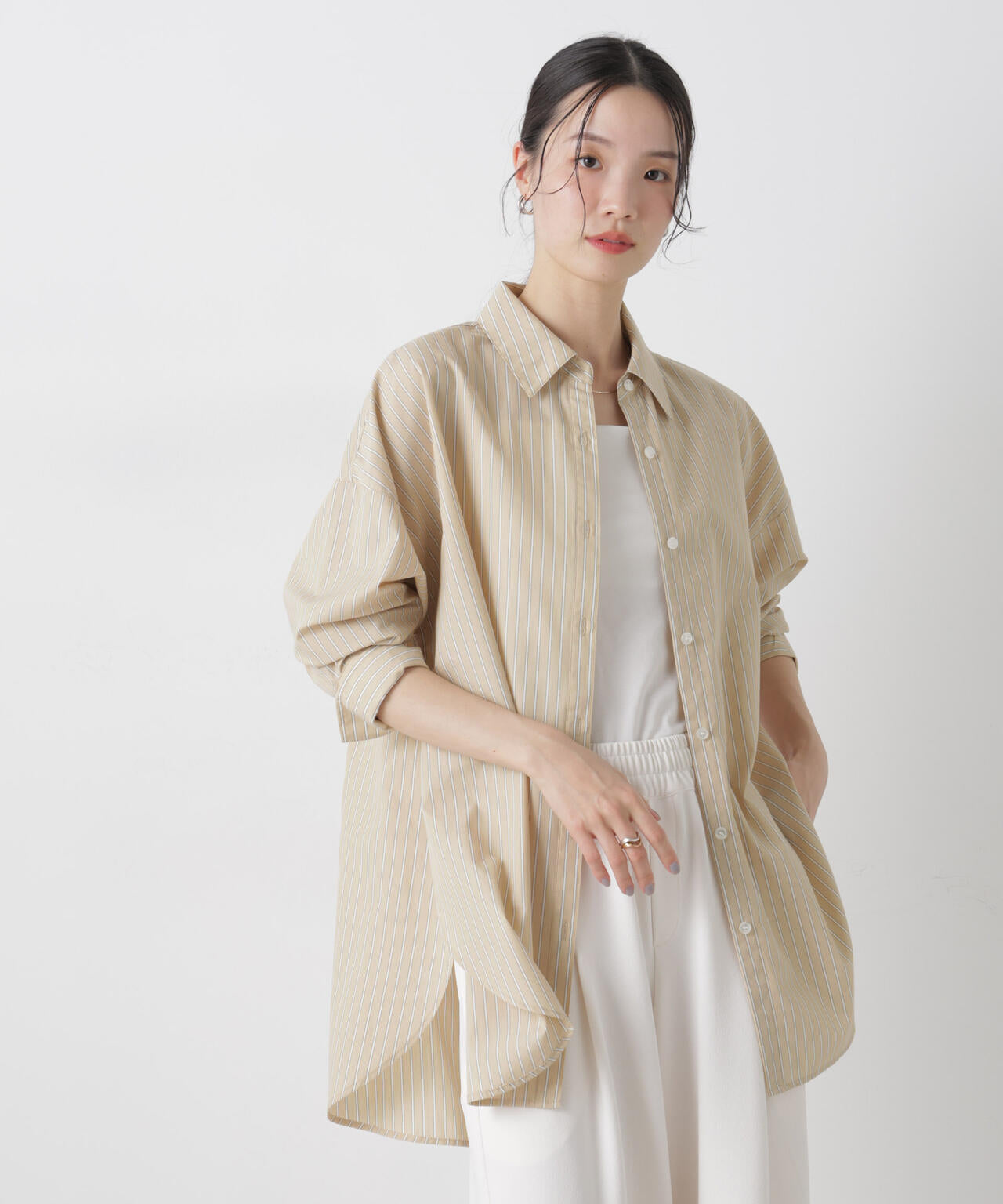 ブロードワイドシルエットストライプシャツ 6736120307