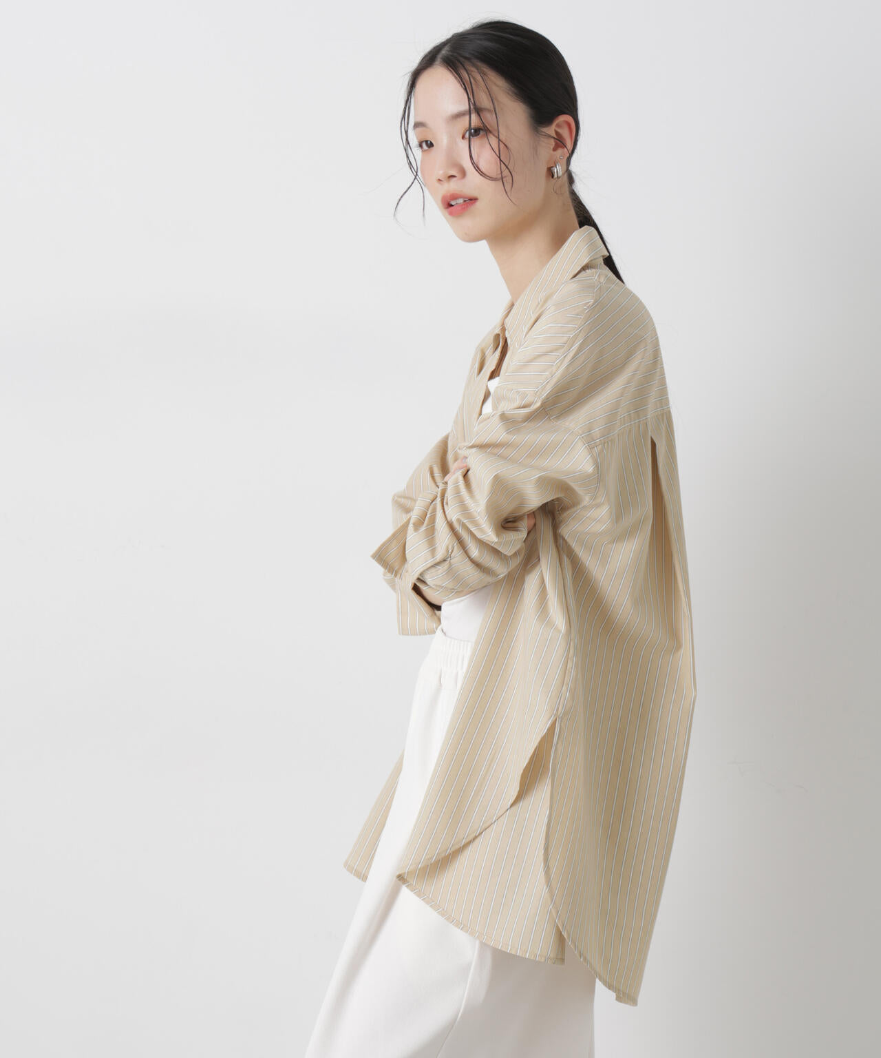 ブロードワイドシルエットストライプシャツ 6736120307