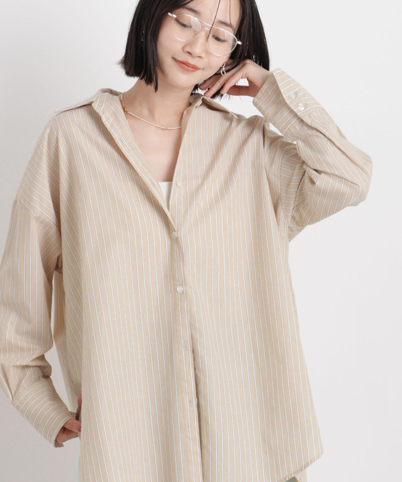 ブロード ワイドシルエット ストライプ シャツ
