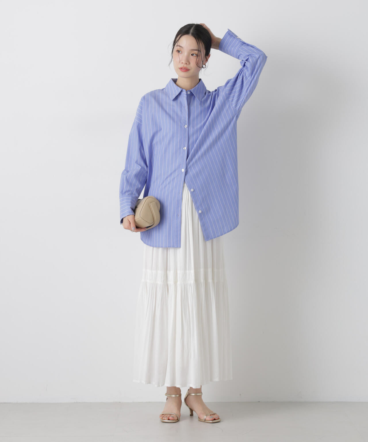 ブロードワイドシルエットストライプシャツ 6736120307