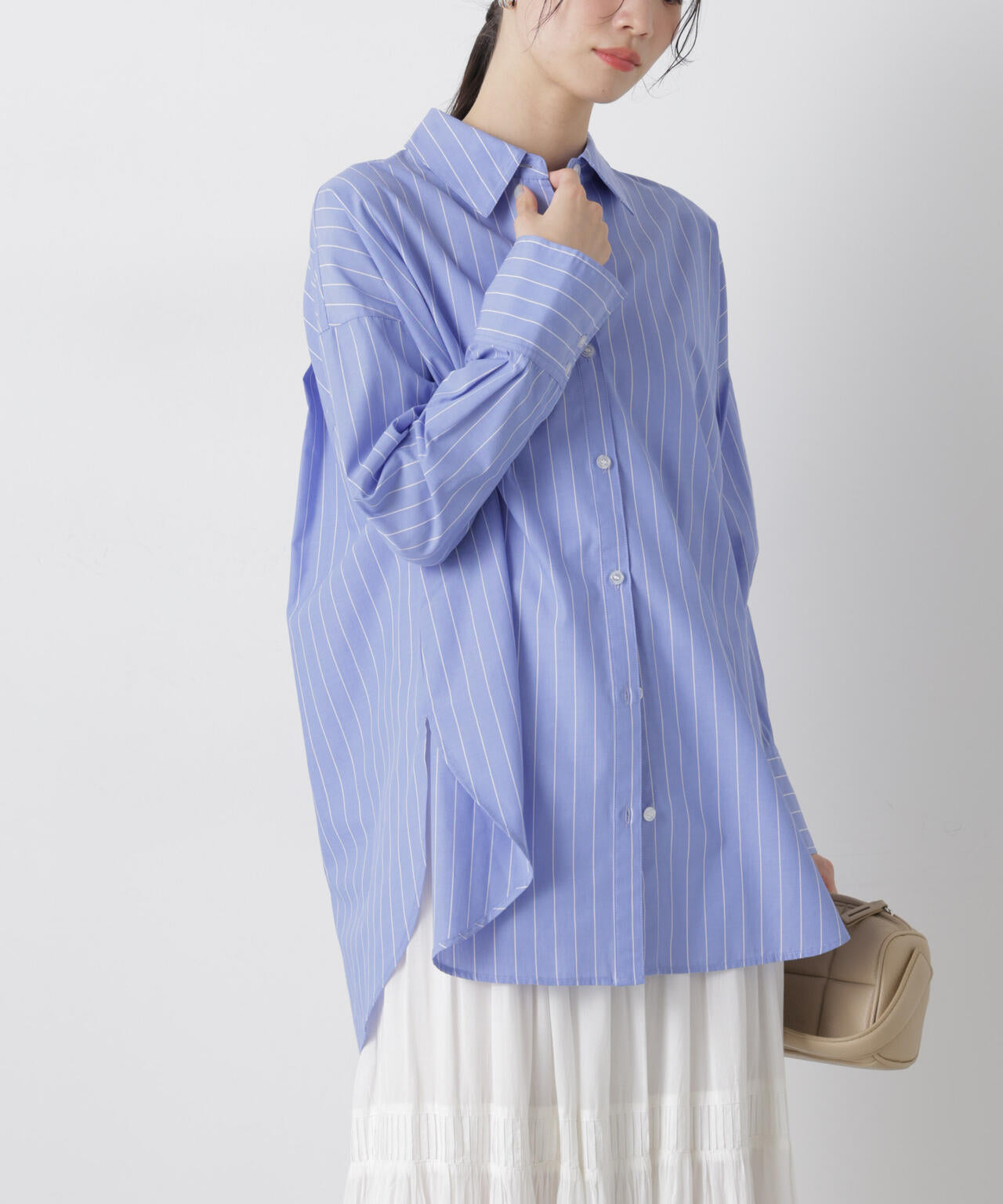 ブロード ワイドシルエット ストライプ シャツ