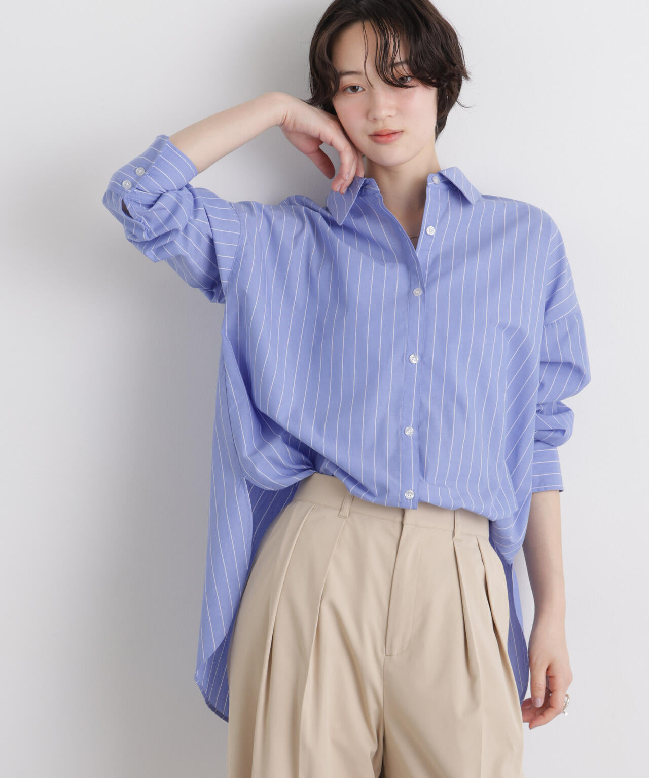 ブロード ワイドシルエット ストライプ シャツ