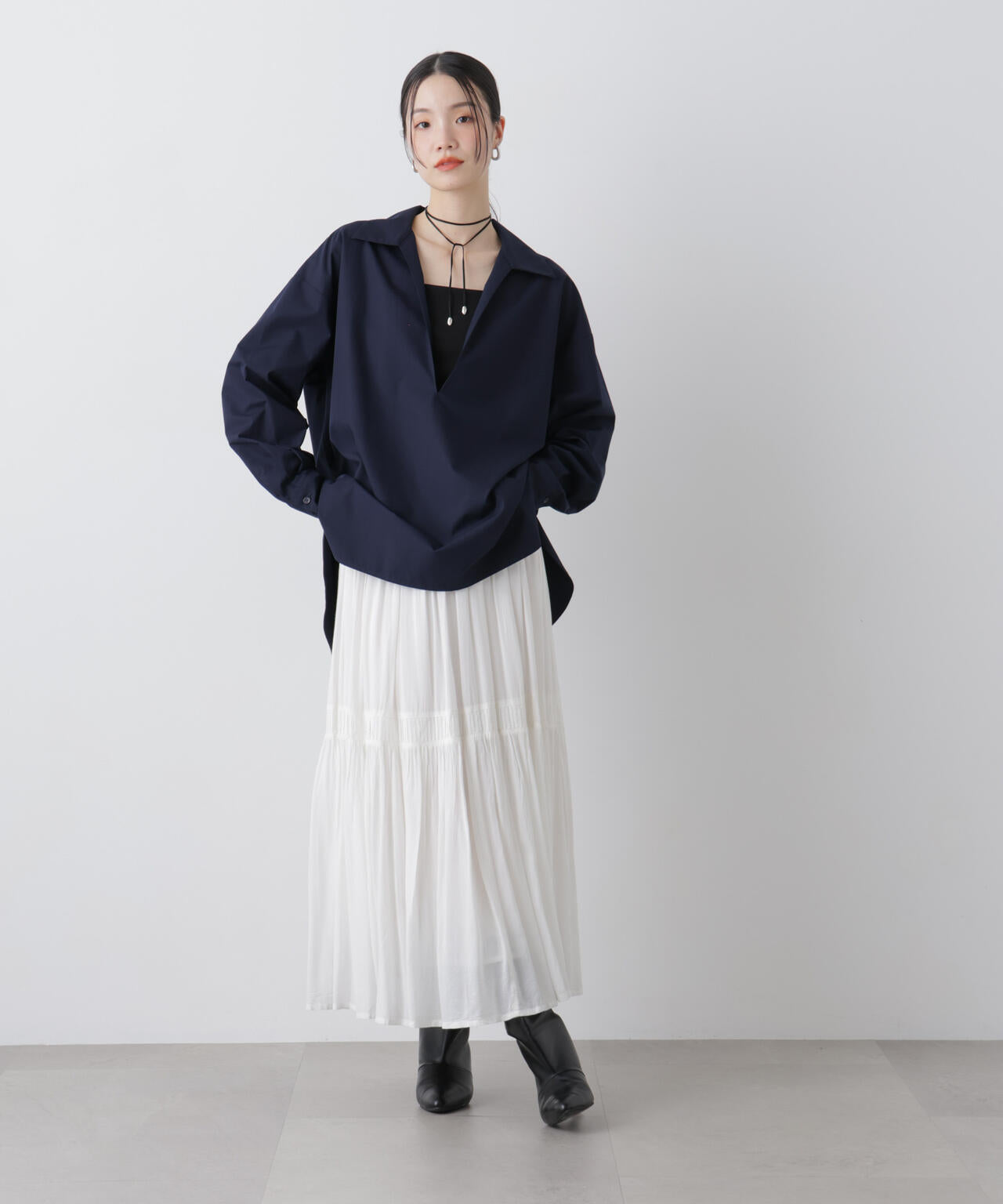 ディープVスキッパープルオーバーシャツ 6736120309