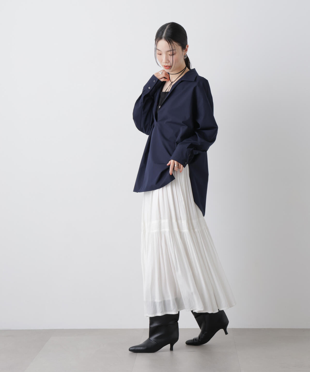 ディープVスキッパープルオーバーシャツ 6736120309