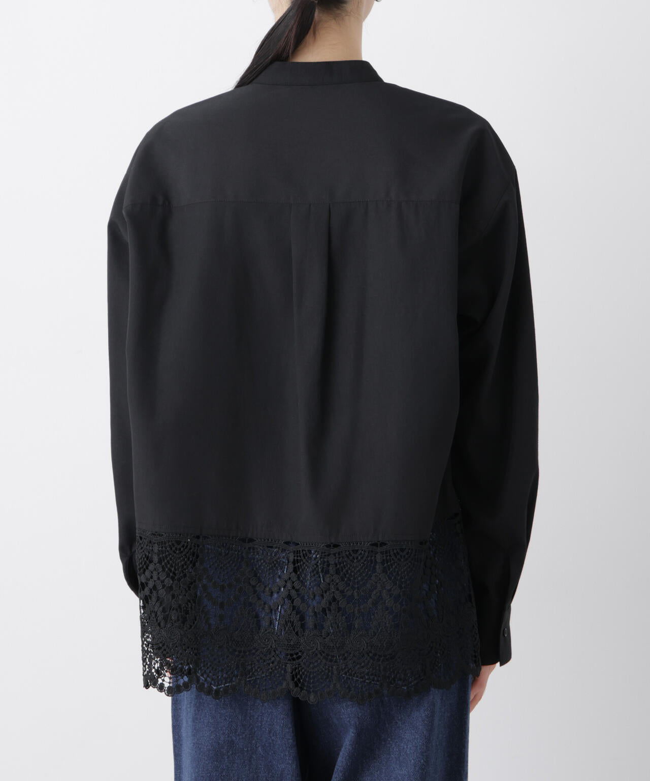 スカラレースコンビスタンドカラーシャツ 6736120310