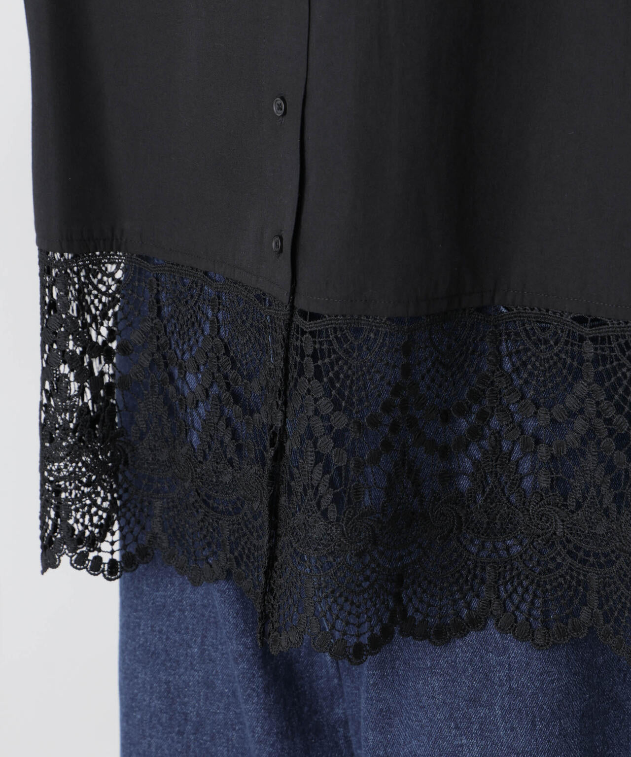 スカラレースコンビスタンドカラーシャツ 6736120310