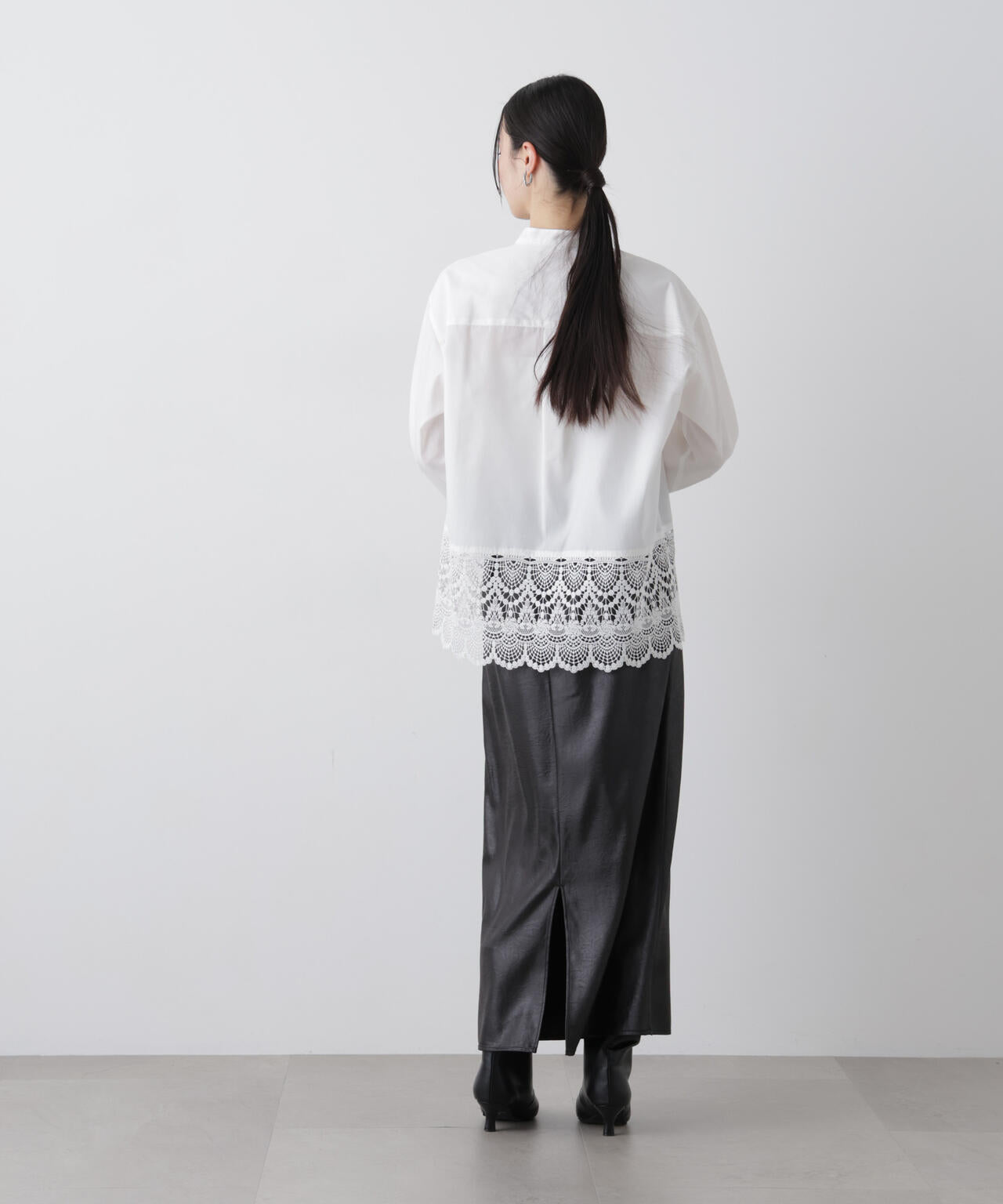 スカラレースコンビスタンドカラーシャツ 6736120310